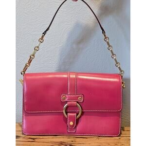 Ellen Tracy Vintage Pink Leather Chain Strap Shoulder Bag